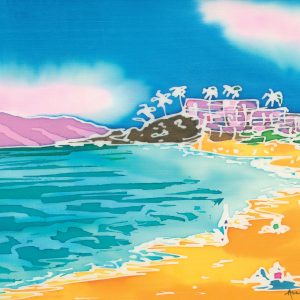 Kaanapali Beach -with Black Rock ~  Silk Painting   Original,
