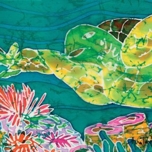 Mama and Baby Turtles  ~ Original Silk Painting