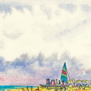 Canoe Beach and Clouds ~ Watercolor Original