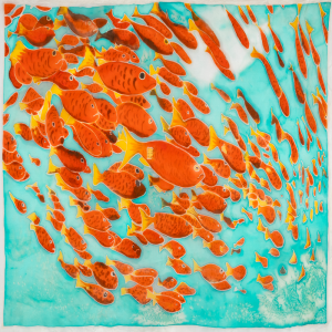 Catalina Garibaldi Goldfish Bait Ball ~ Art Cards