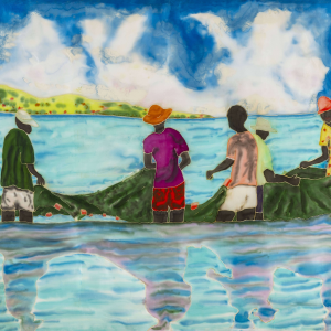Fishermen Rinsing the Nets ~ Original Silk