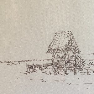 Pigeon Point Jetty  Pen and Ink  ~  Tobago