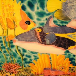 Reef Rap  with water and Humu ~ Silk Painting