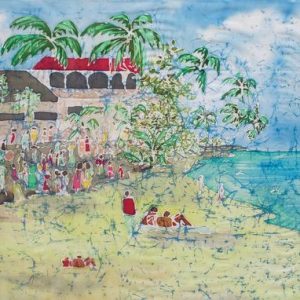 The Feast at Lele  Silk Painting ~ Art Cards