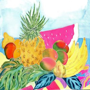 Bounty of the land, its tropical fruit ~ Silk Painting Art Card Set of 6 w/env