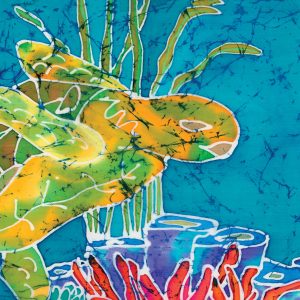 Lone Turtle  ~ Art Cards  ~ Silk Painting   Set of 6  5 x 7  w/env